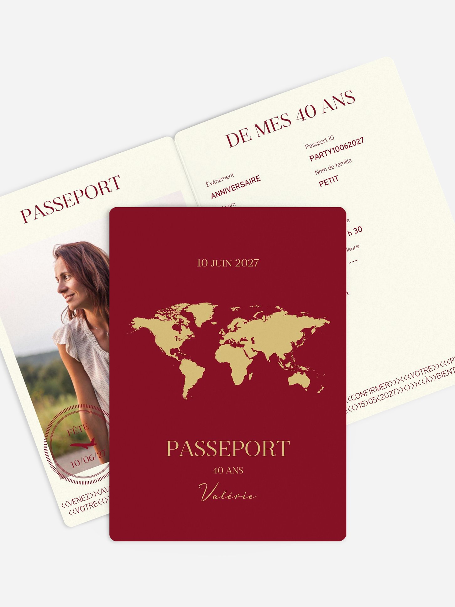 invitation anniversaire 40 Passeport chic