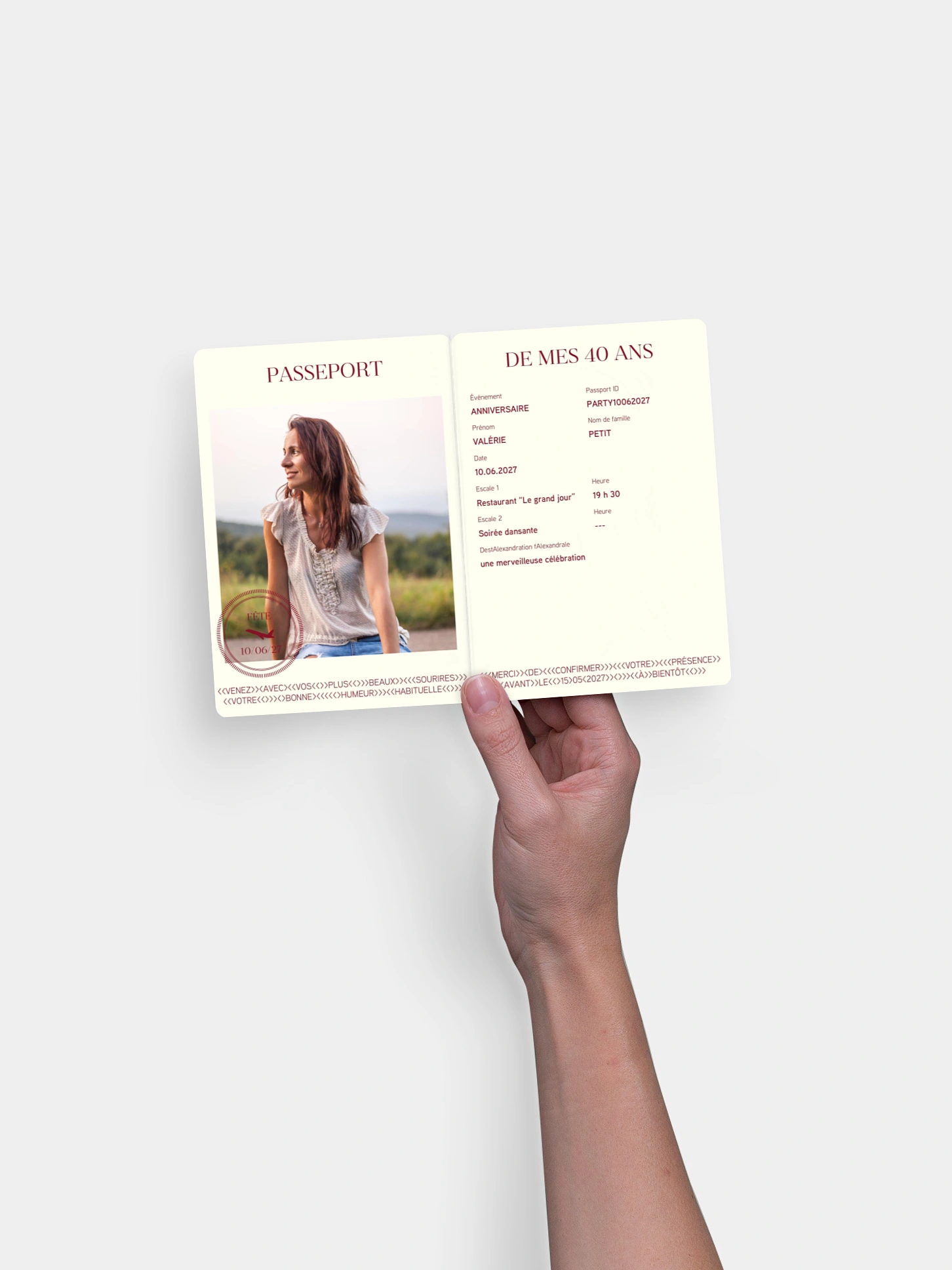 invitation anniversaire 40 Passeport chic