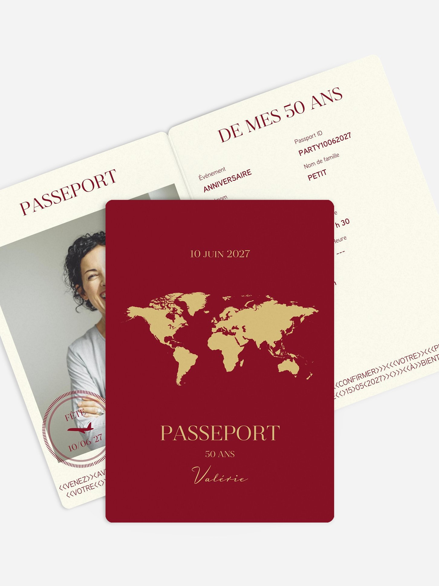invitation anniversaire 50 Passeport chic