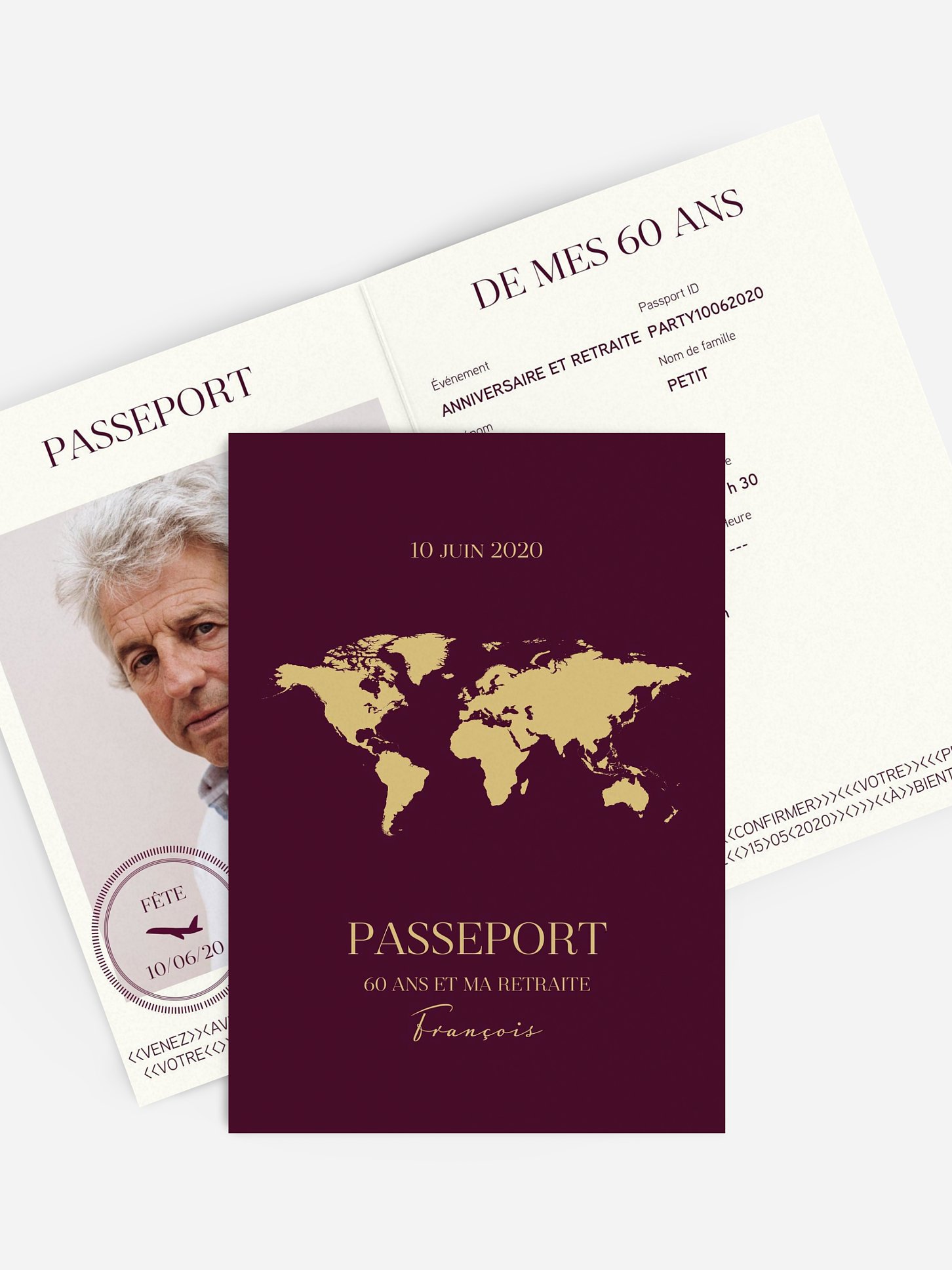 invitation anniversaire 60 Passeport chic