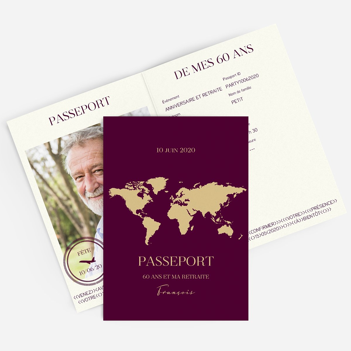 Invitation Anniversaire 60 Passeport Chic