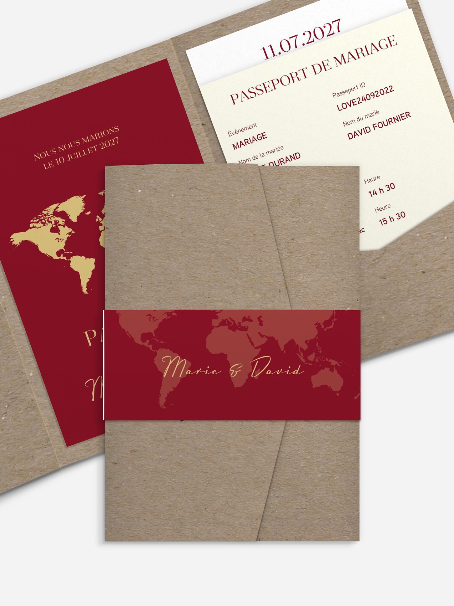 Faire-part mariage Passeport chic
