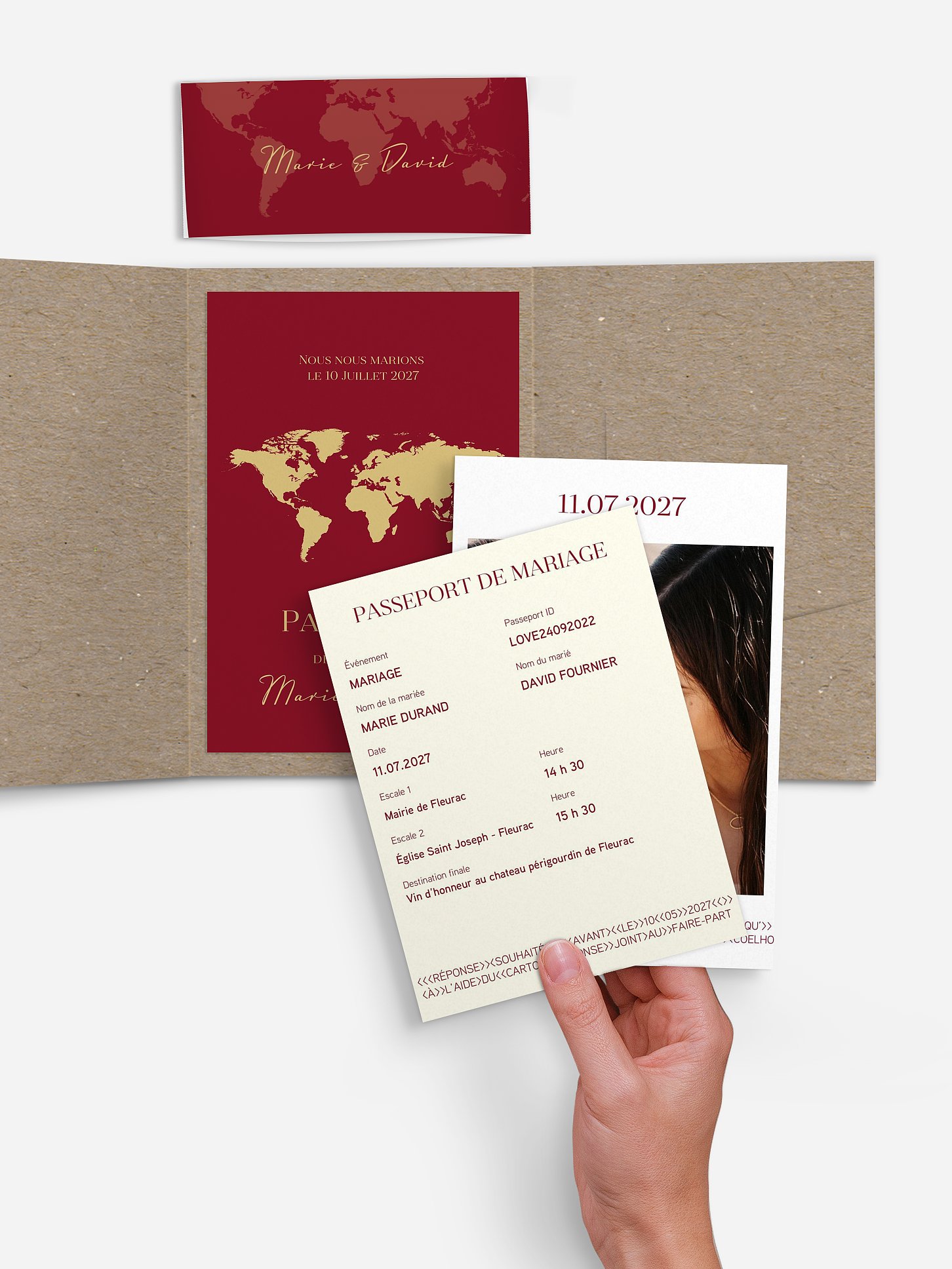 Faire-part mariage Passeport chic