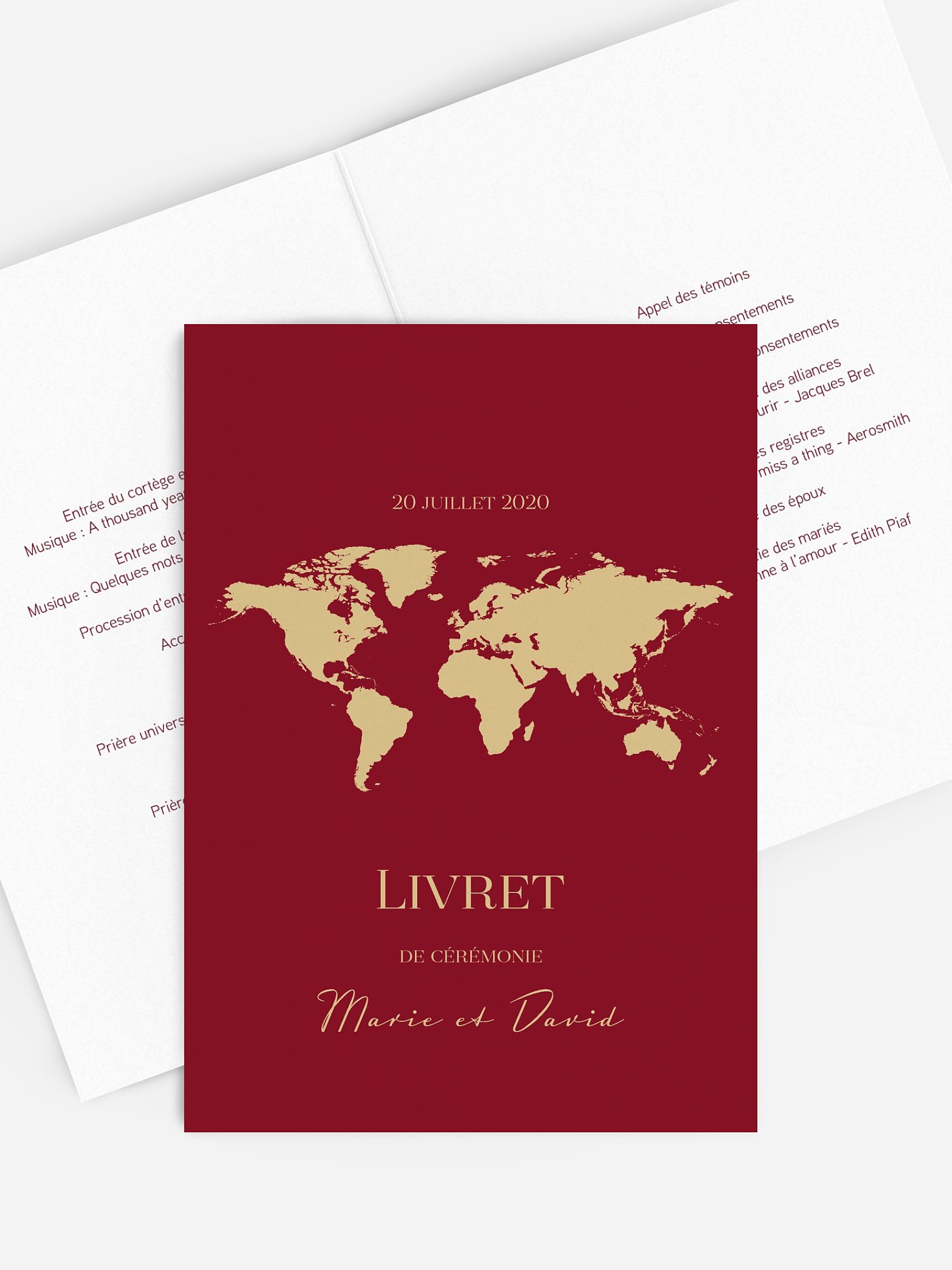 Livret de messe mariage Passeport chic