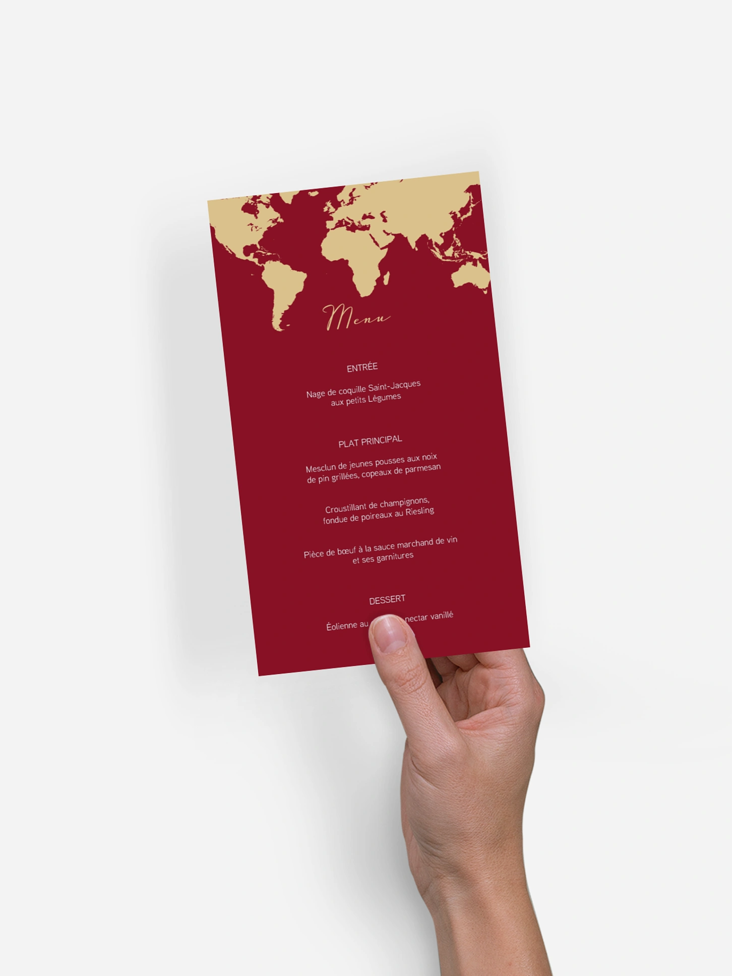 Menu mariage Passeport chic