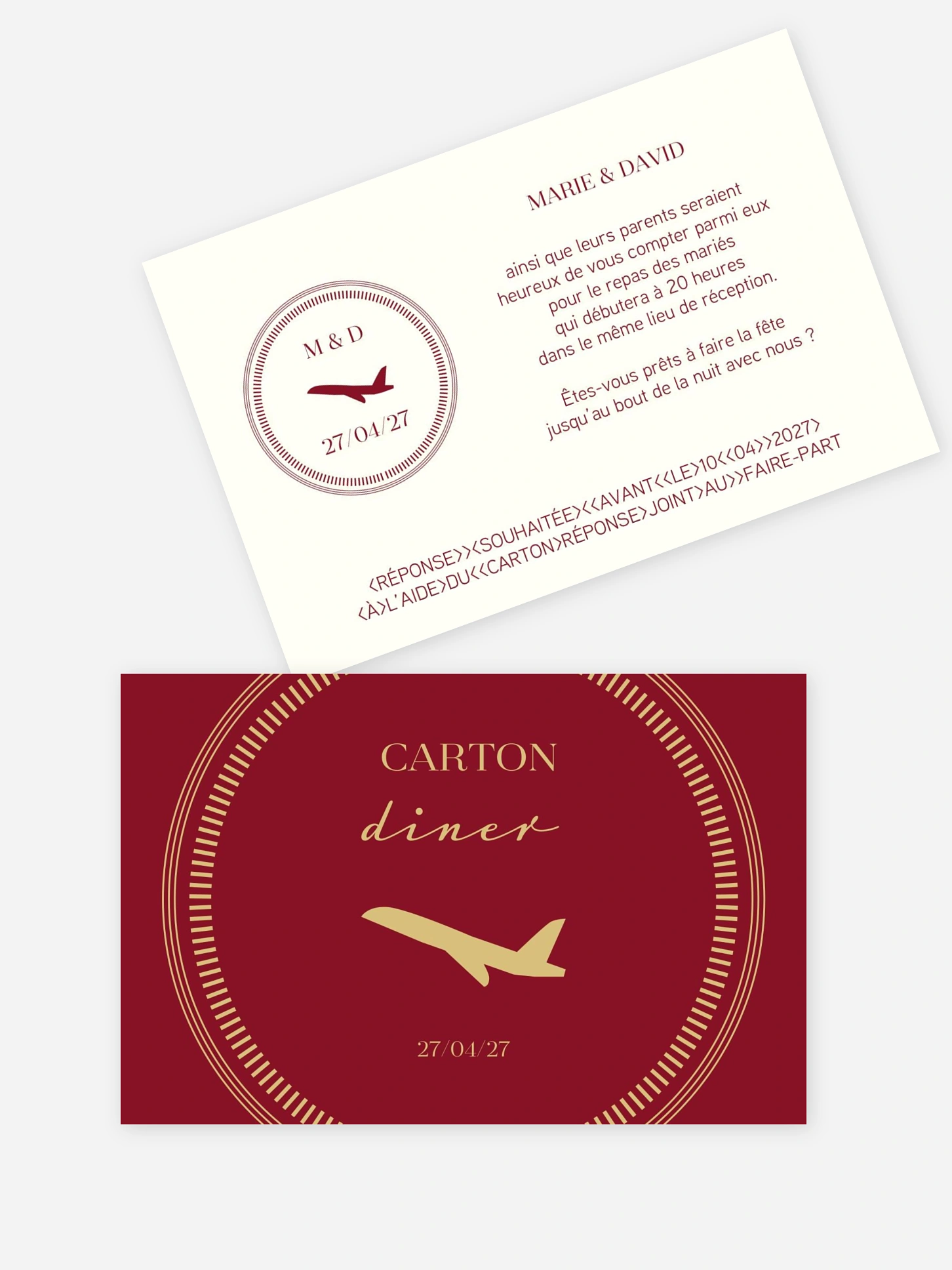 Carton d'invitation Passeport chic