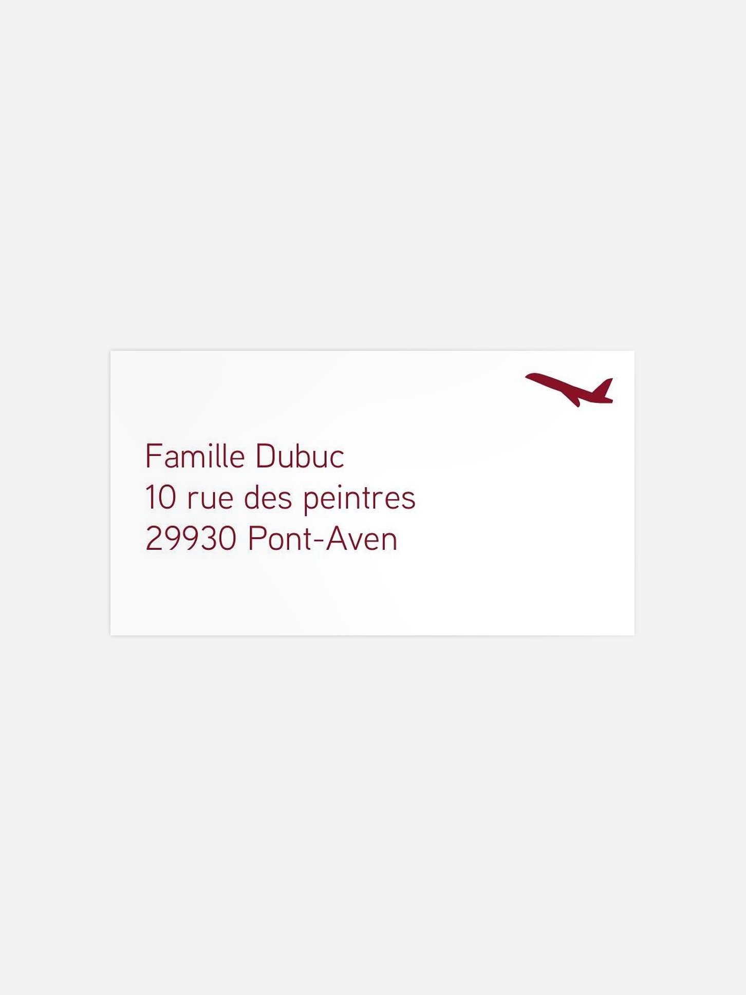 Étiquette destinataire mariage Passeport chic