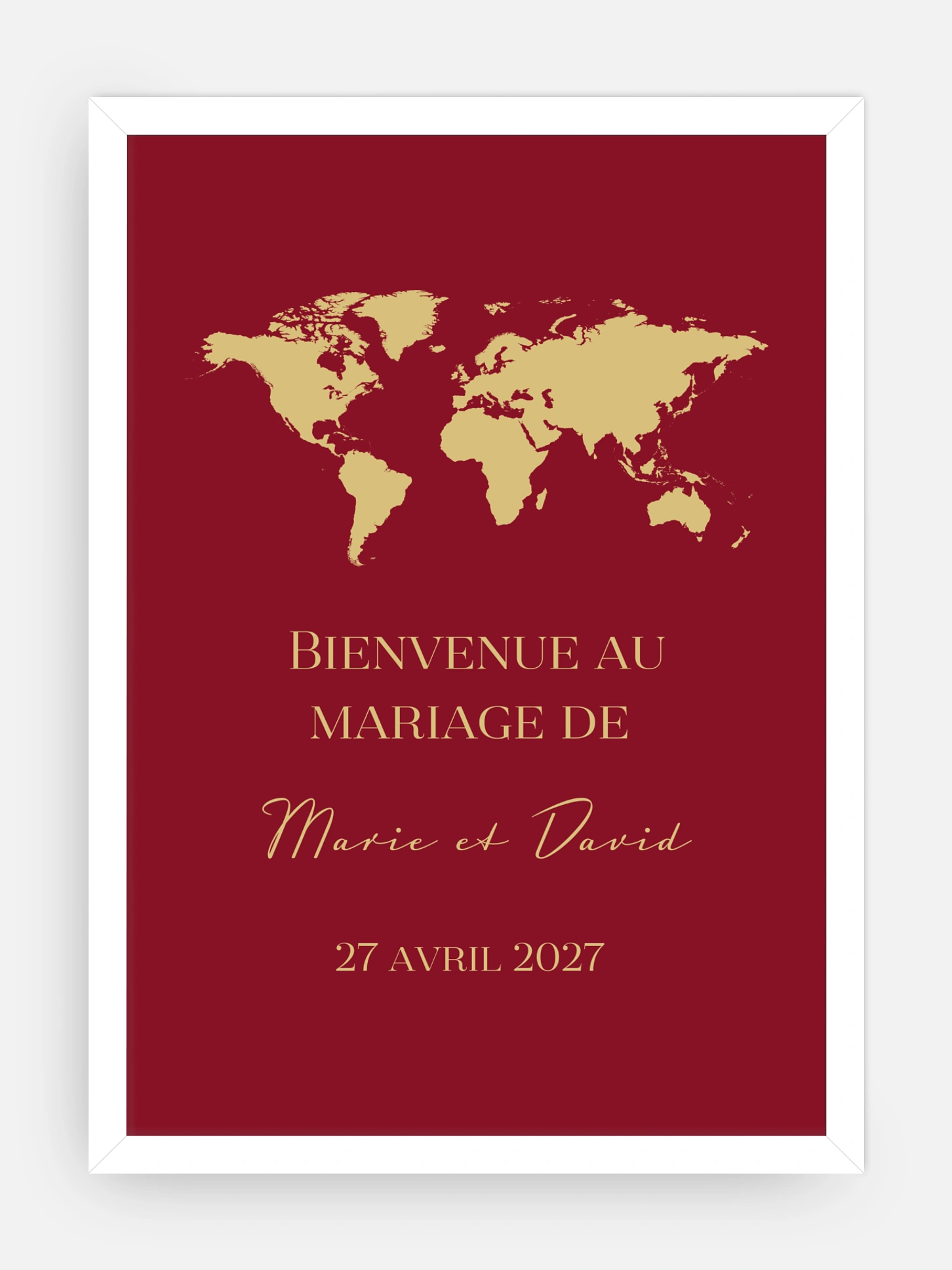 Poster bienvenue mariage Passeport chic