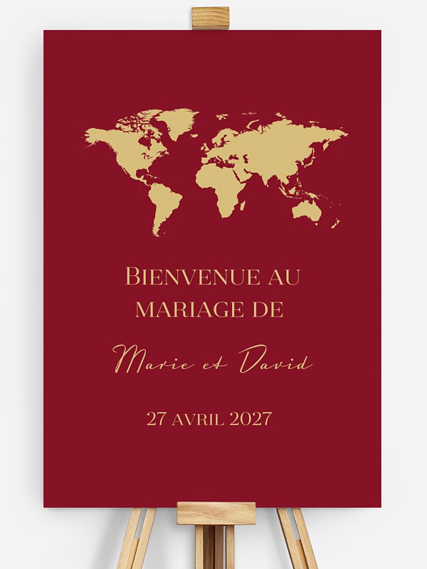 Poster bienvenue mariage Passeport chic