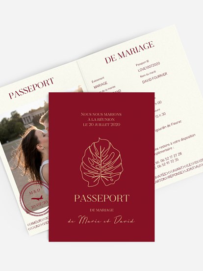 Faire-part mariage Passeport des îles