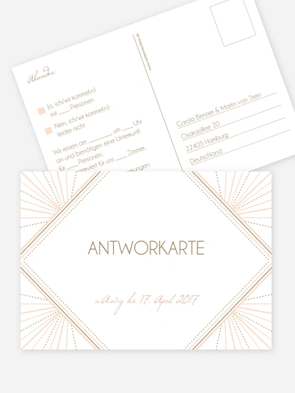 Antwortkarte Hochzeit Art Déco