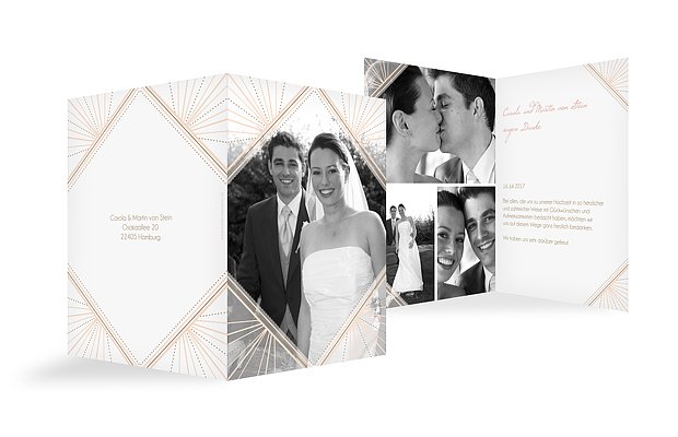 Dankeskarte Hochzeit Art Déco