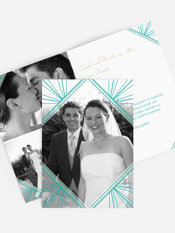 Dankeskarte Hochzeit Art Déco