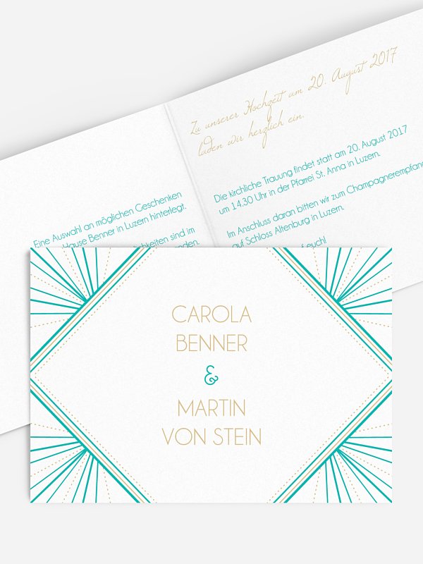 Hochzeitseinladung Art Déco