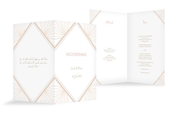 Menükarte Hochzeit Art Déco