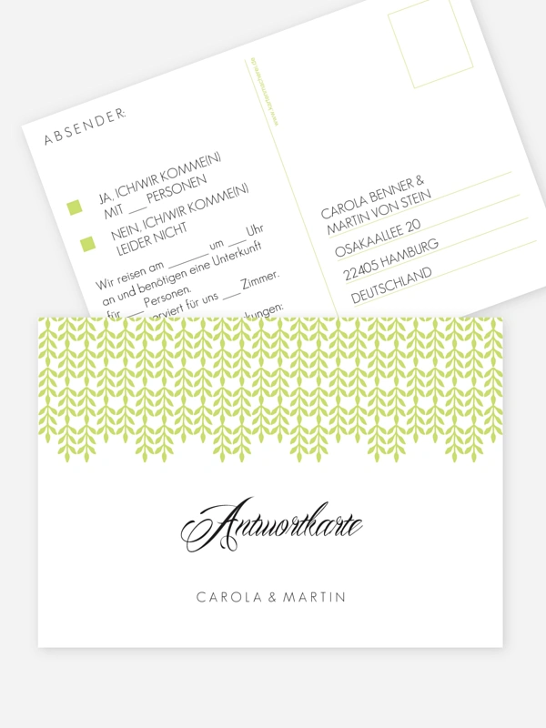 Antwortkarte Hochzeit Glamour