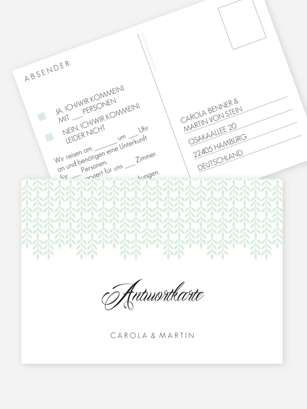 Antwortkarte Hochzeit Glamour