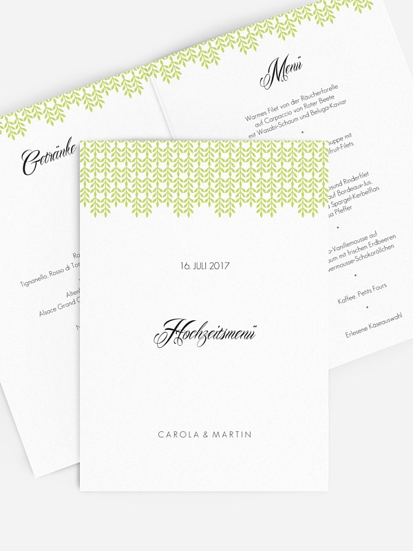 Menükarte Hochzeit Glamour