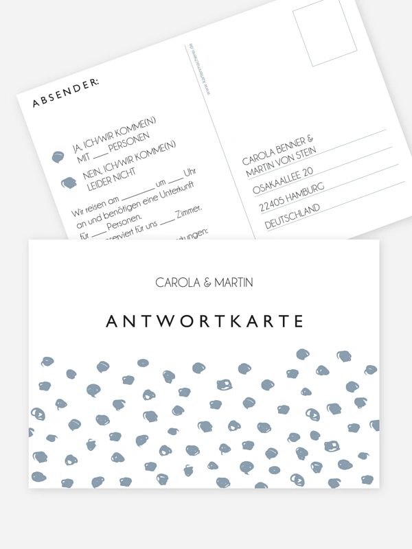 Antwortkarte Hochzeit Getupft
