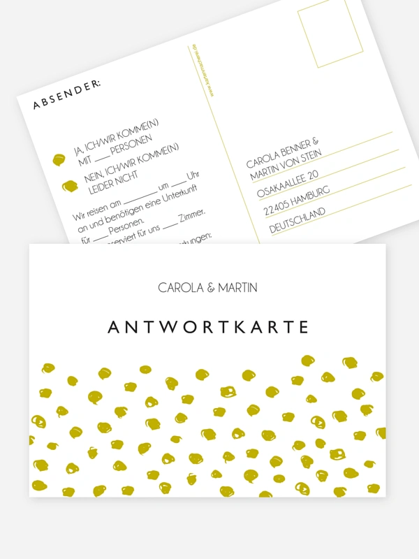 Antwortkarte Hochzeit Getupft