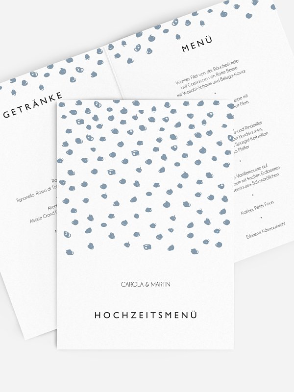 Menükarte Hochzeit Getupft