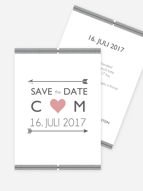 Save-the-Date Karte Amors Pfeil