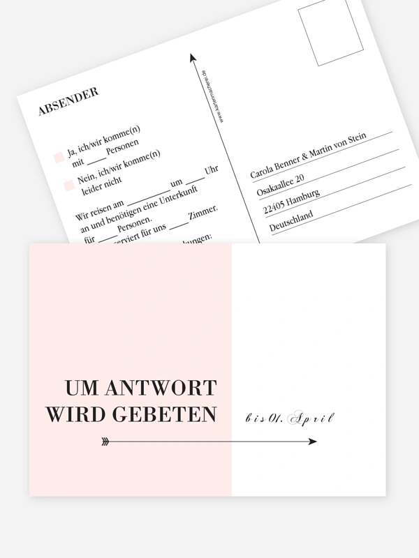 Antwortkarte Hochzeit Color Block