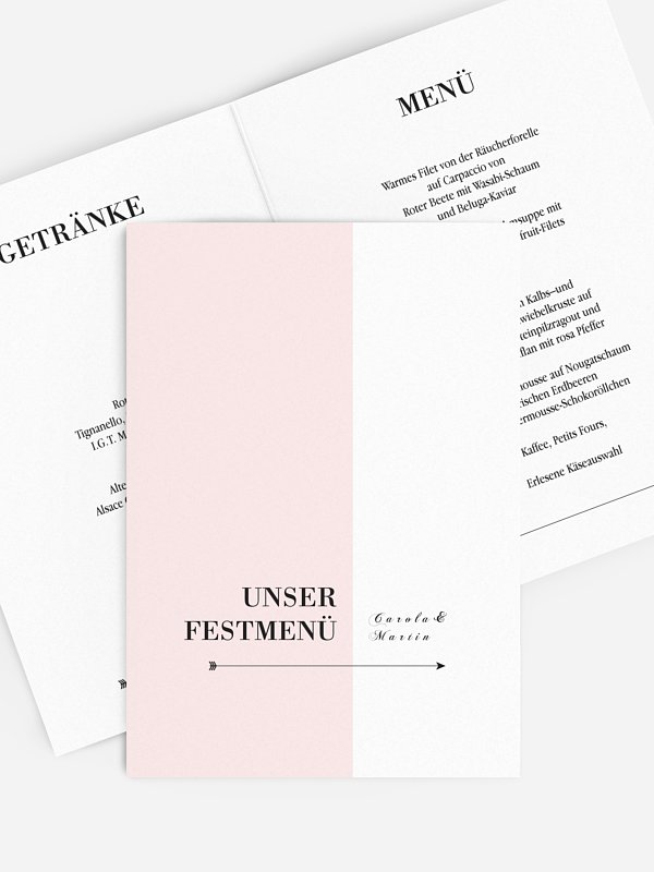 Menükarte Hochzeit Color Block