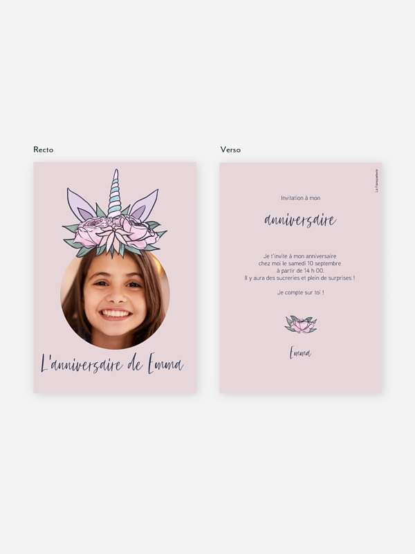invitation anniversaire enfant Unicorn Magic