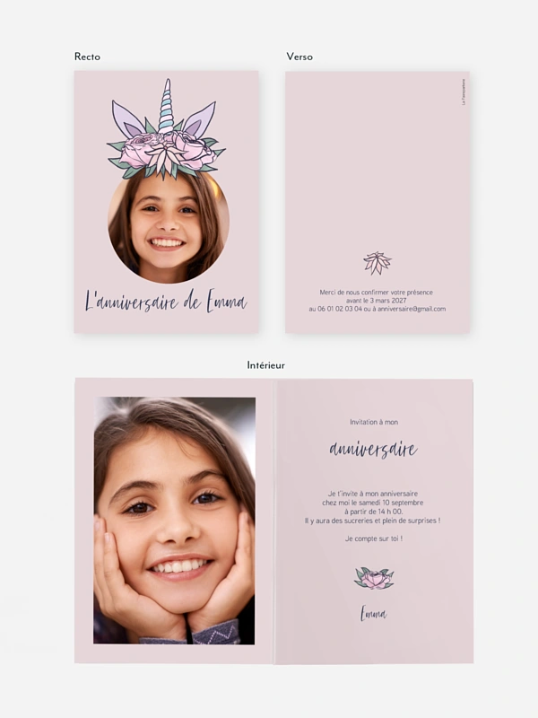 invitation anniversaire enfant Unicorn Magic