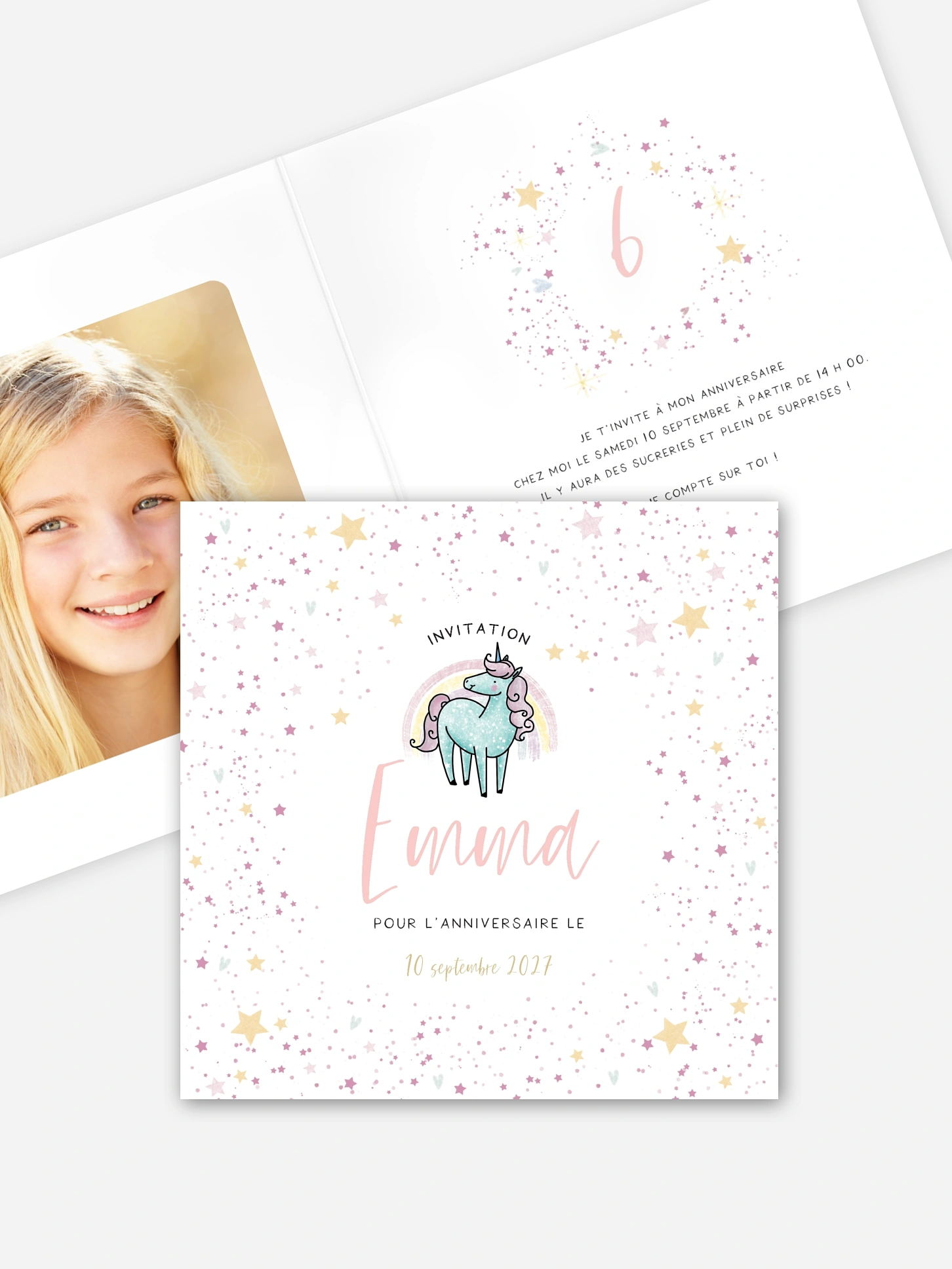 invitation anniversaire enfant Licorne féerique