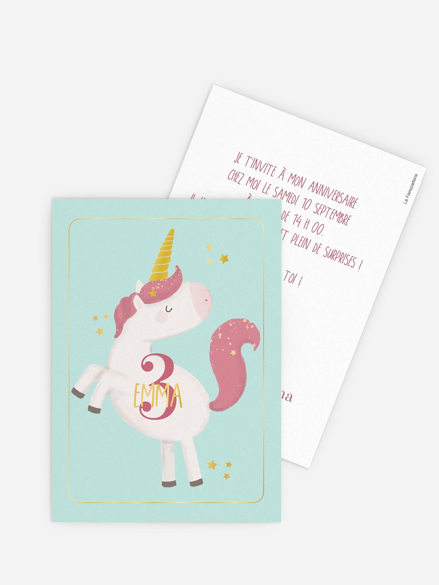 invitation anniversaire enfant Jolie licorne