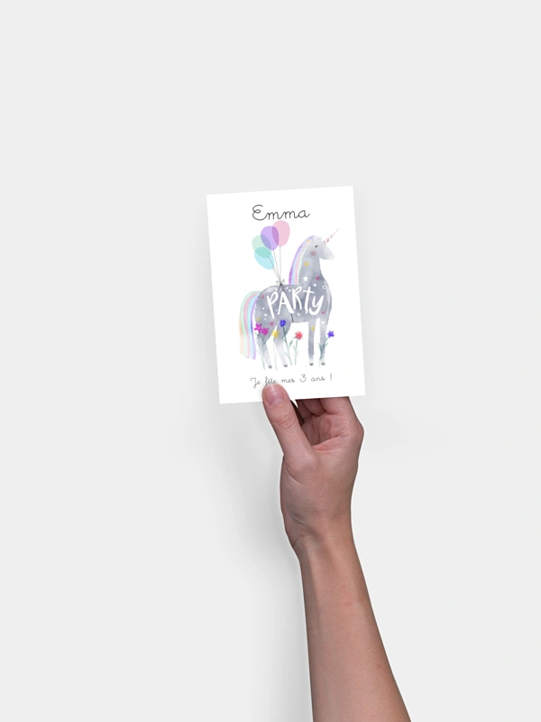 invitation anniversaire enfant Licorne et ballons