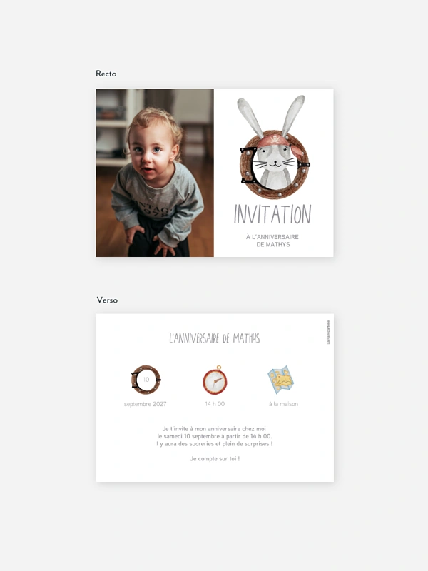 invitation anniversaire enfant Lapin pirate