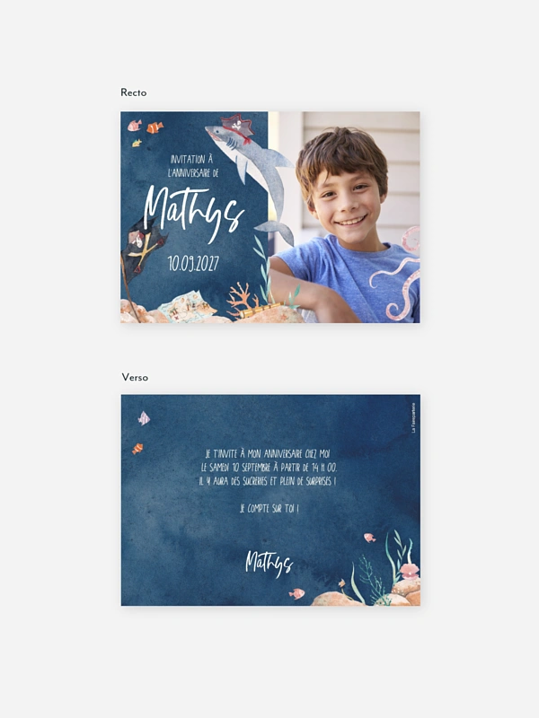 invitation anniversaire enfant Requin pirate