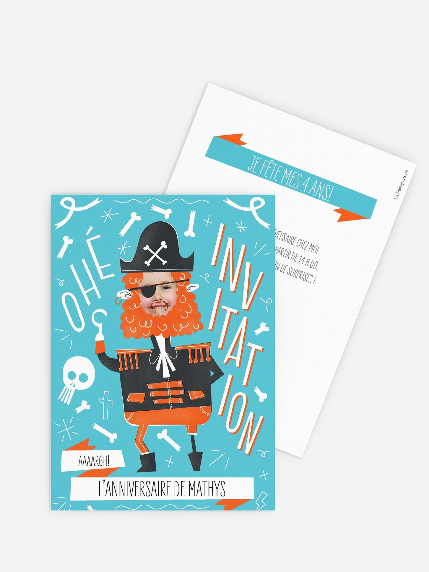 invitation anniversaire enfant Capitaine pirate