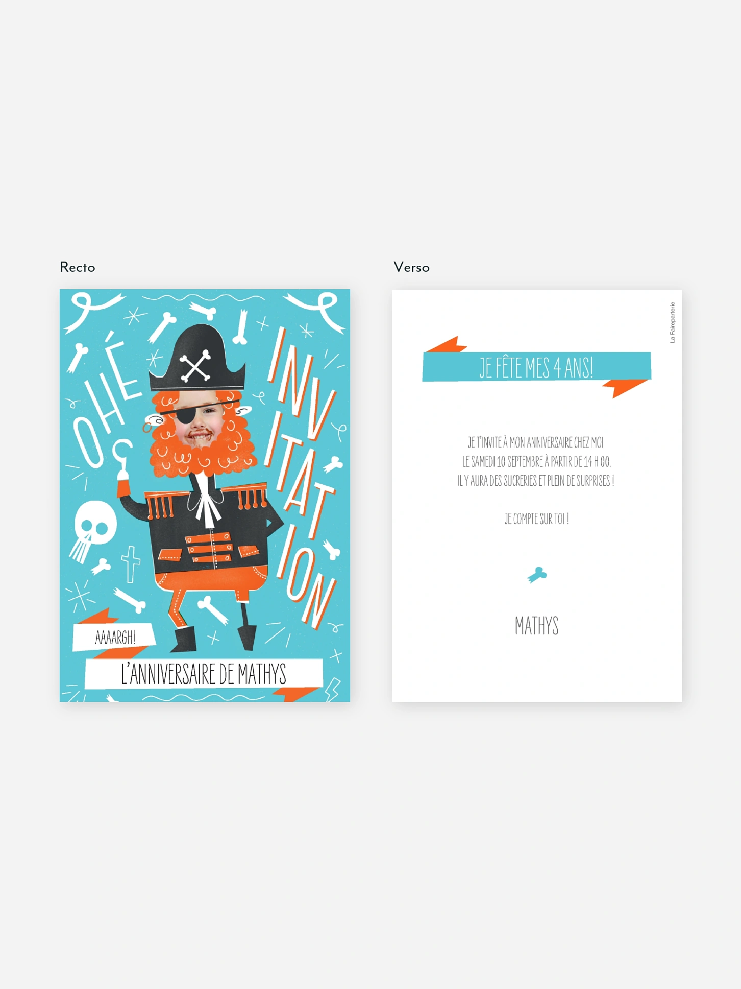invitation anniversaire enfant Capitaine pirate