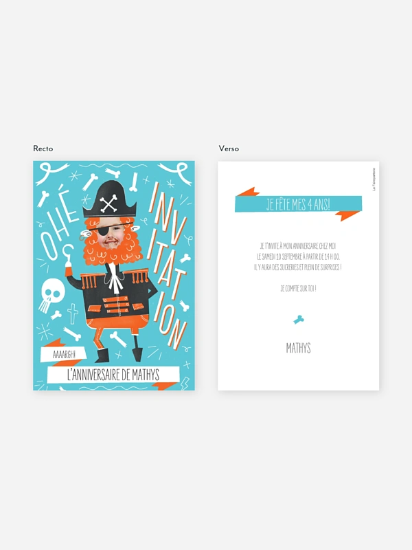 invitation anniversaire enfant Capitaine pirate