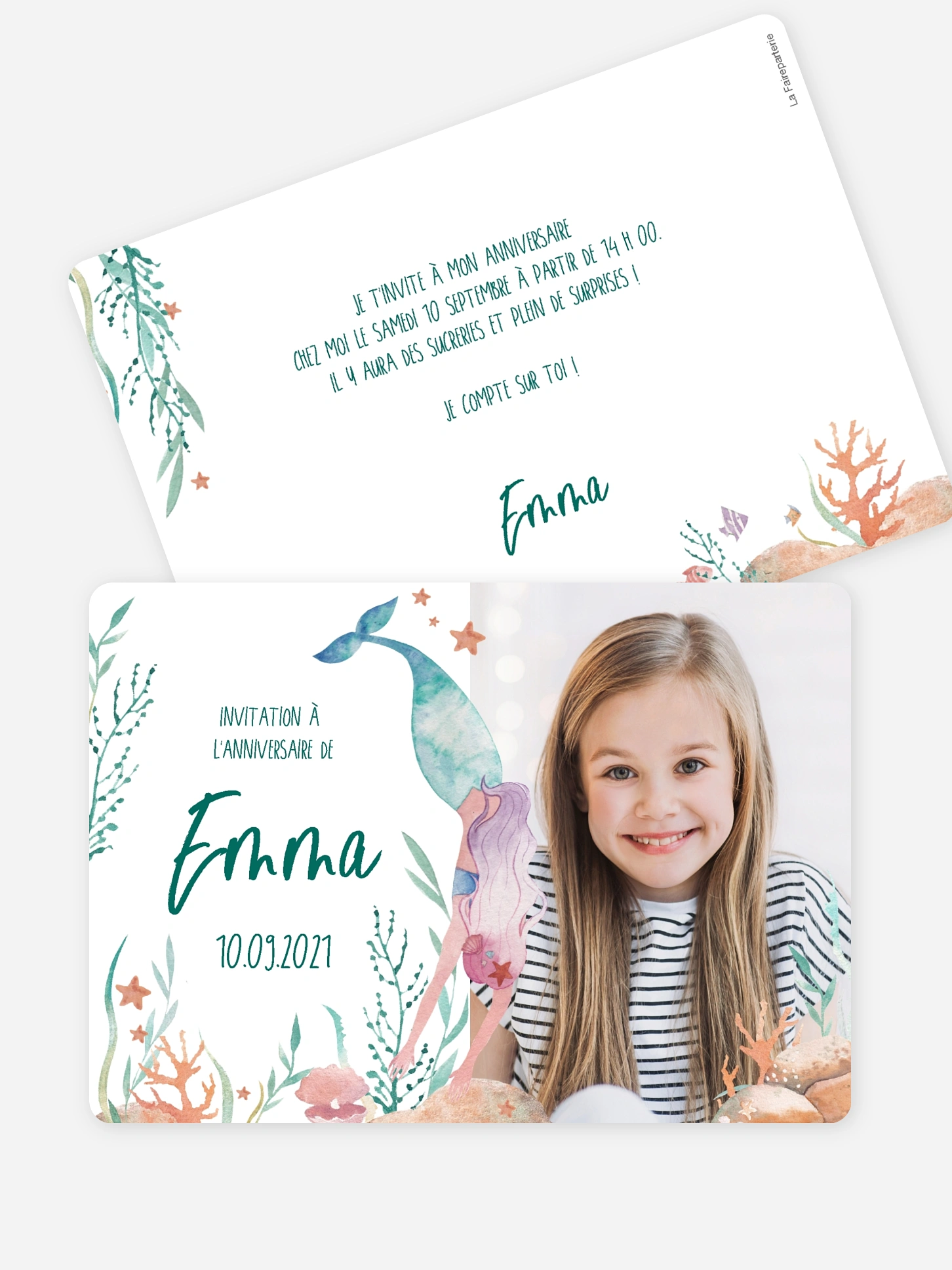 invitation anniversaire enfant Jolie sirène