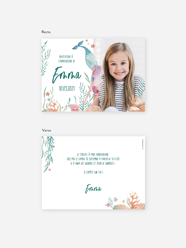 invitation anniversaire enfant Jolie sirène
