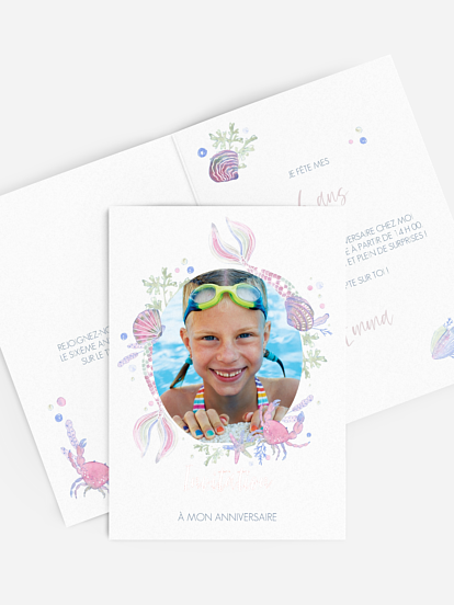 invitation anniversaire enfant Monde des sirènes
