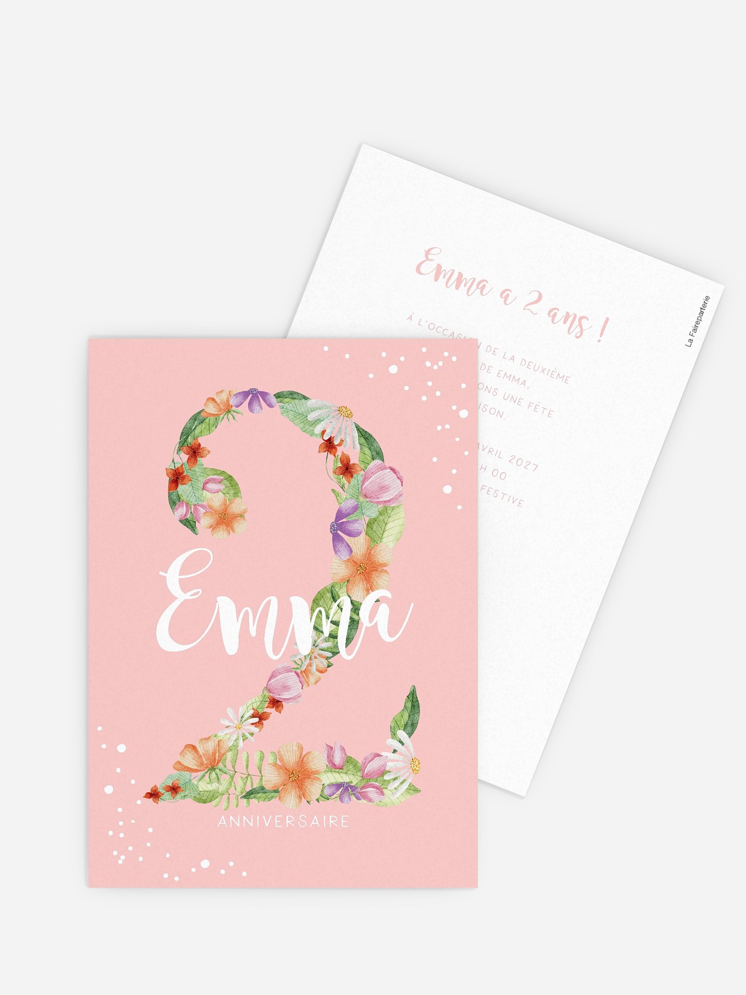 invitation anniversaire enfant Nombre en fleurs 2