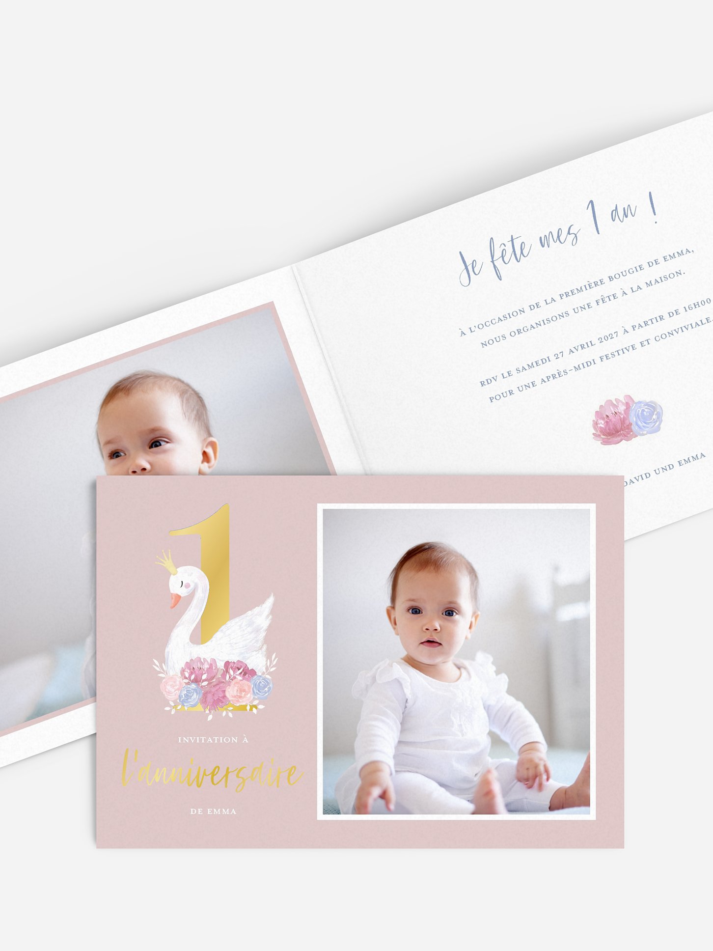 invitation anniversaire enfant Joli cygne
