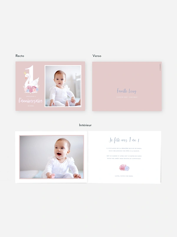 invitation anniversaire enfant Joli cygne