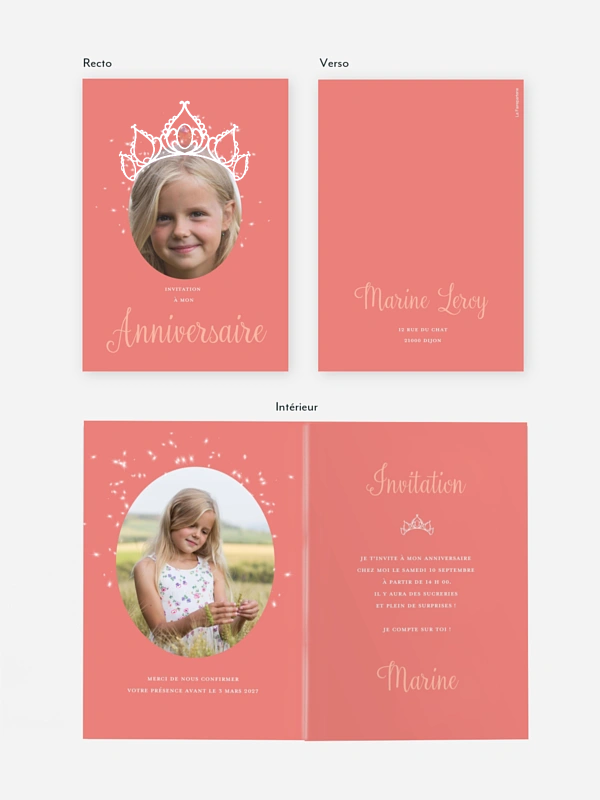 invitation anniversaire enfant Diadème