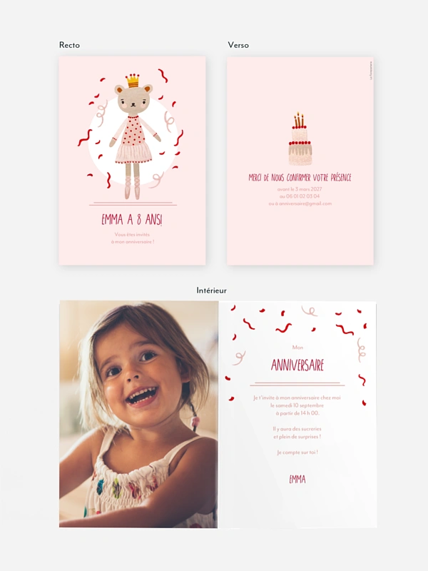 invitation anniversaire enfant Poupée princesse