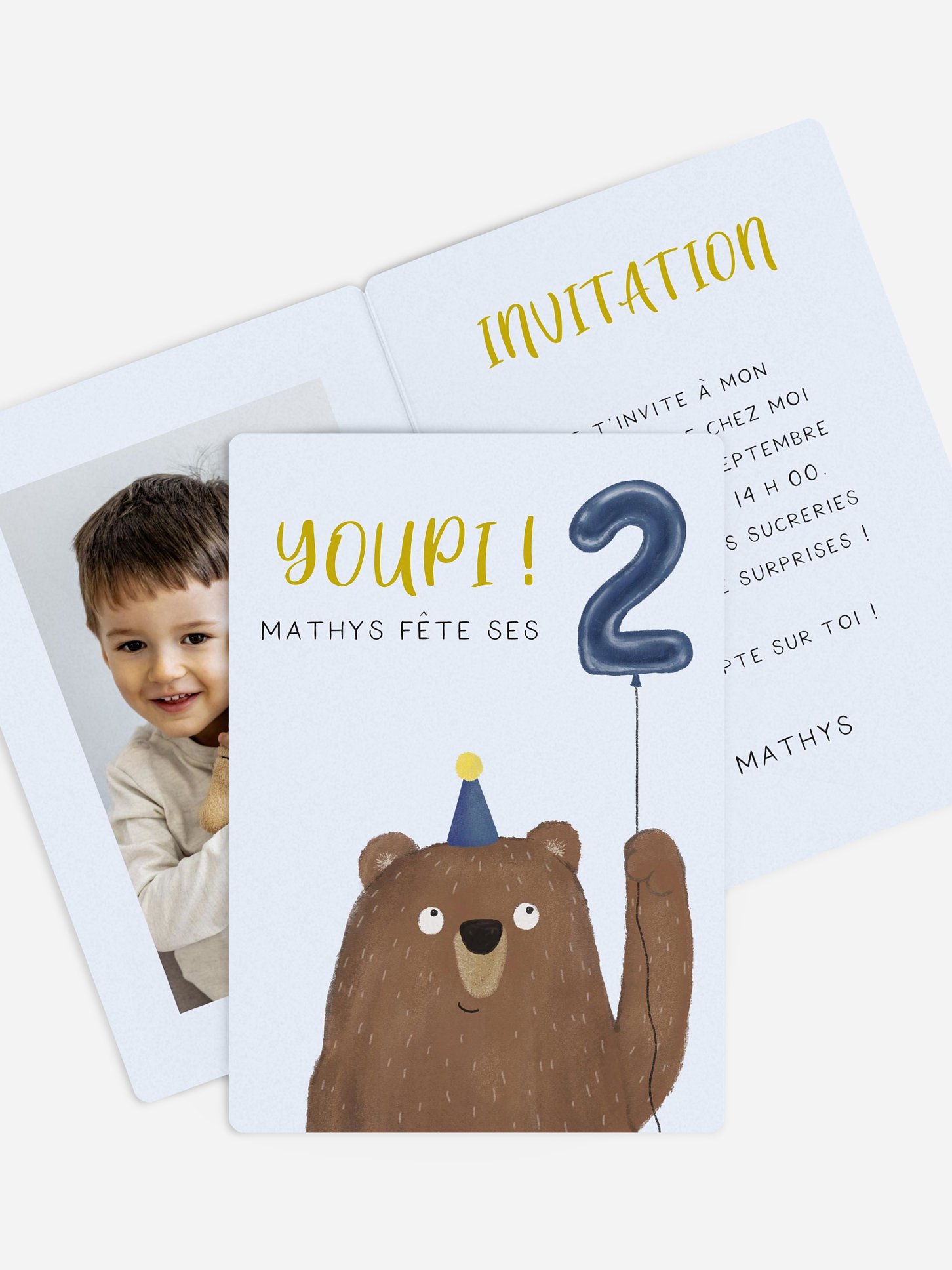 invitation anniversaire enfant Ours heureux