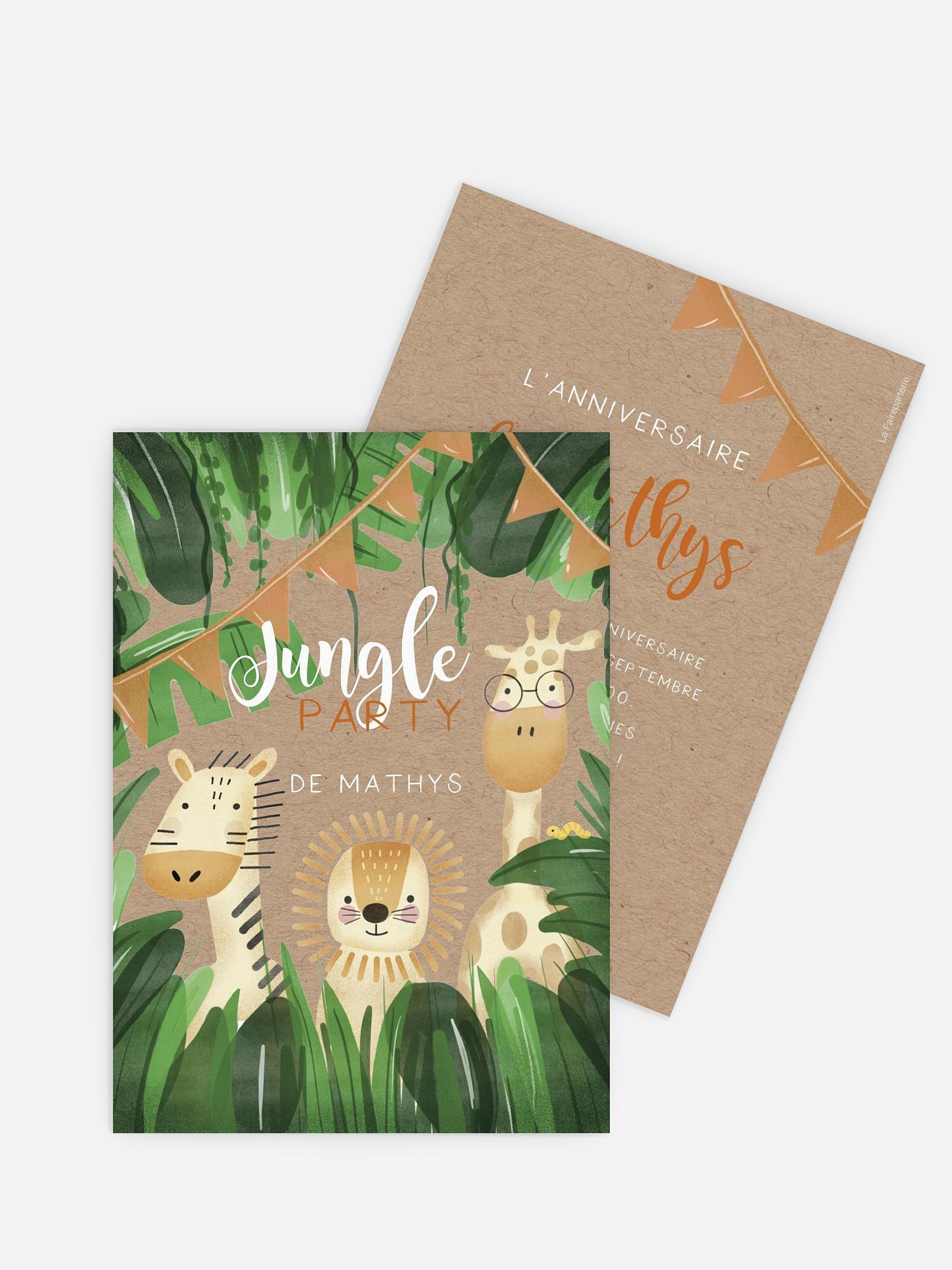 invitation anniversaire enfant Jungle trio