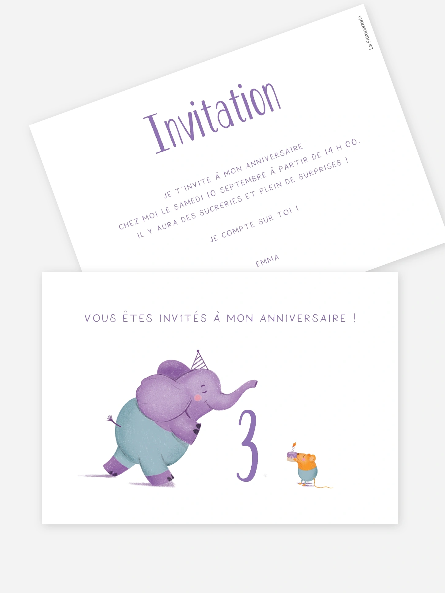 invitation anniversaire enfant Éléphant en fête