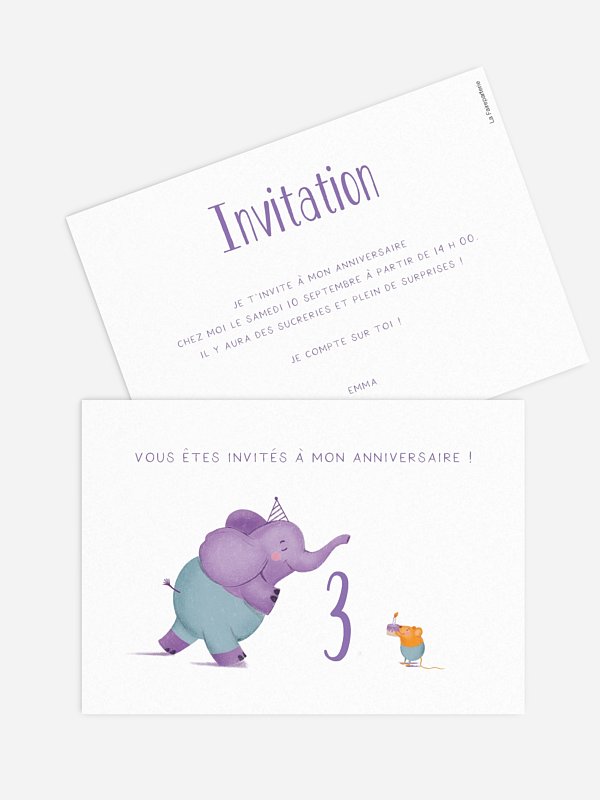 Carte D'invitation De Fête De Naissance Avec éléphant